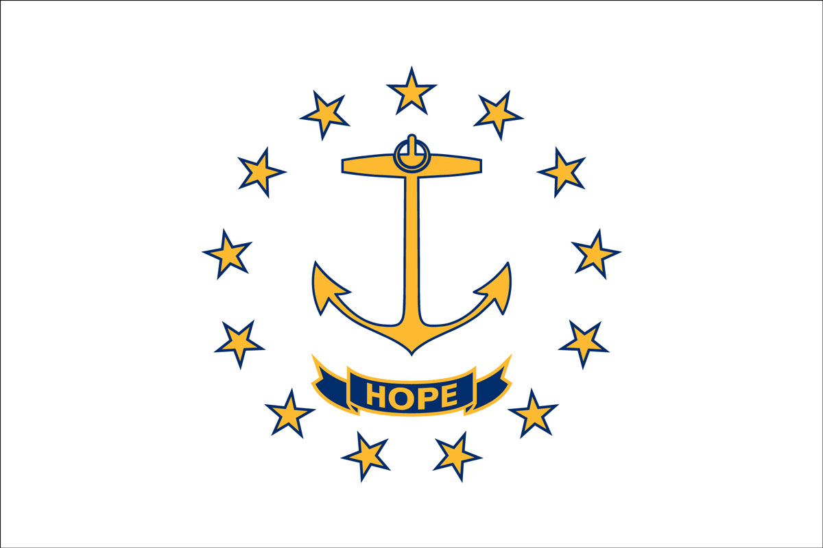 12x18" poly flag on a stick of State of Rhode Island